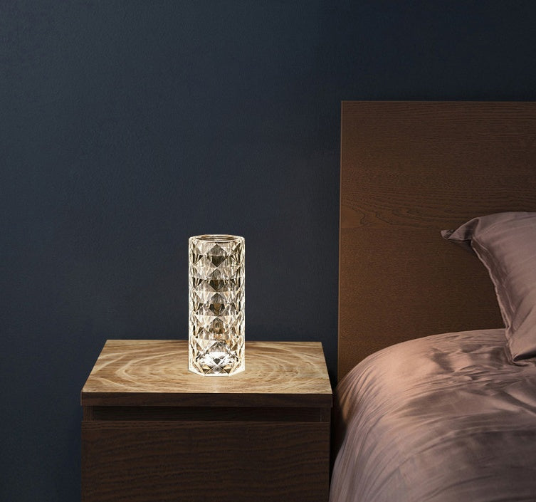 Touch Dimming Atmosphere Diamond Night Light Rose Projector Lamp Decor