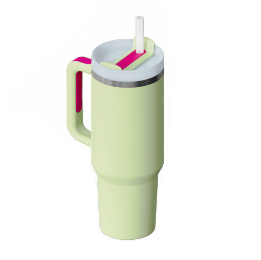Support customized Personalized DIY Straw Coffee Insulation Cup With Handle Portable Car Stainless Steel Water Bottle