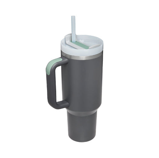 Support customized Personalized DIY Straw Coffee Insulation Cup With Handle Portable Car Stainless Steel Water Bottle