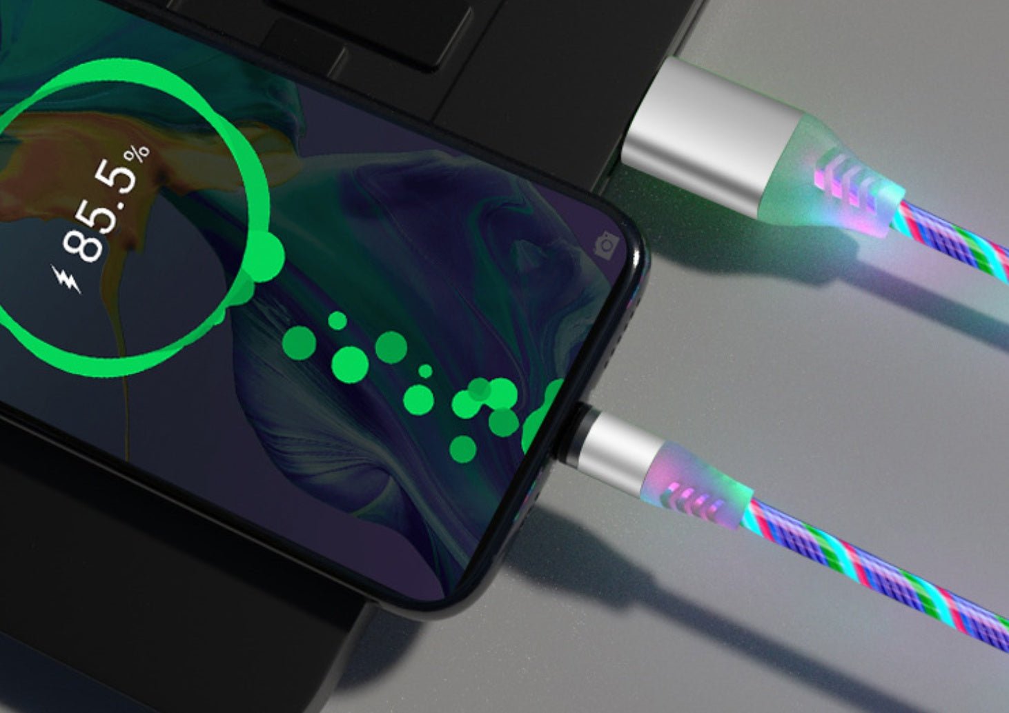 Compatible with Apple, Flowing Ligh Magnetic Streamer Data Line Cable