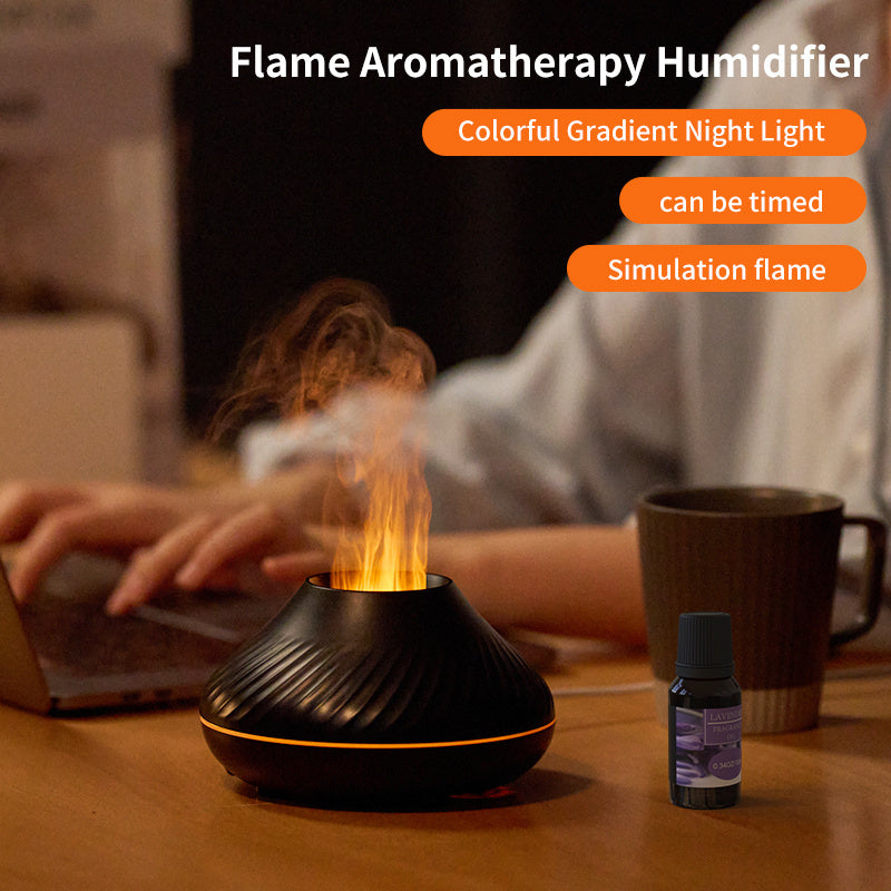 Newest RGB Flame Aroma Diffuser 130Ml 3d Colorful Flame Humidifier
