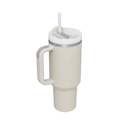 Support customized Personalized DIY Straw Coffee Insulation Cup With Handle Portable Car Stainless Steel Water Bottle