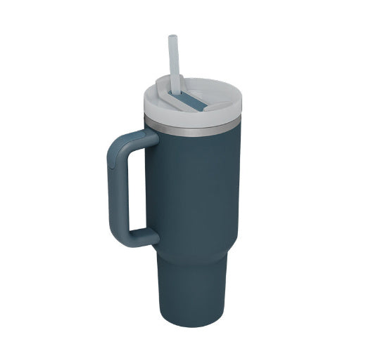 Support customized Personalized DIY Straw Coffee Insulation Cup With Handle Portable Car Stainless Steel Water Bottle