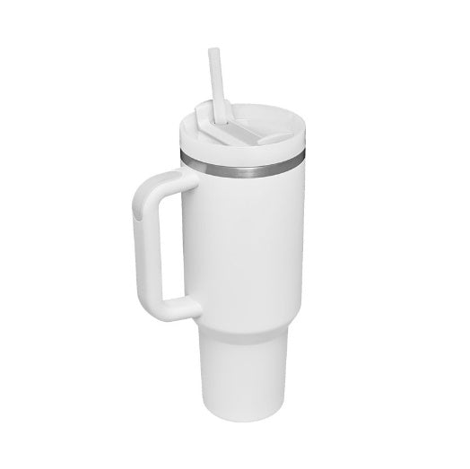 Support customized Personalized DIY Straw Coffee Insulation Cup With Handle Portable Car Stainless Steel Water Bottle